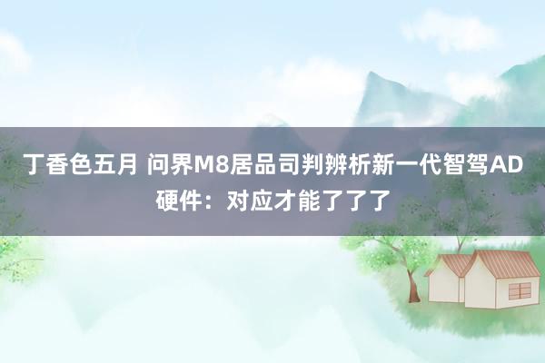 丁香色五月 问界M8居品司判辨析新一代智驾AD硬件：对应才能了了了
