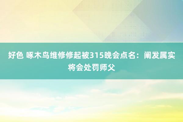好色 啄木鸟维修修起被315晚会点名：阐发属实将会处罚师父
