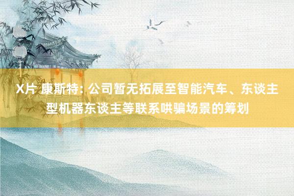 X片 康斯特: 公司暂无拓展至智能汽车、东谈主型机器东谈主等联系哄骗场景的筹划