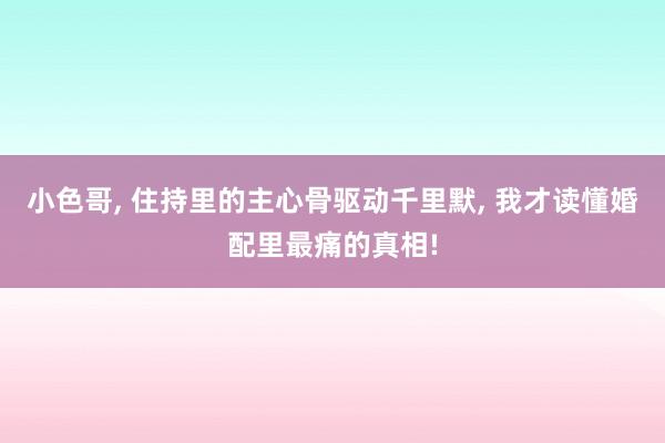 小色哥, 住持里的主心骨驱动千里默, 我才读懂婚配里最痛的真相!
