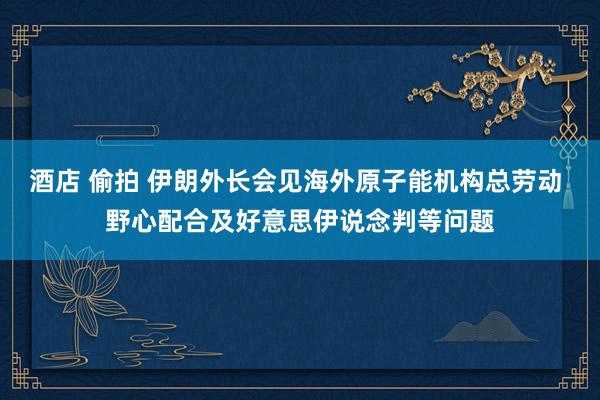 酒店 偷拍 伊朗外长会见海外原子能机构总劳动 野心配合及好意思伊说念判等问题
