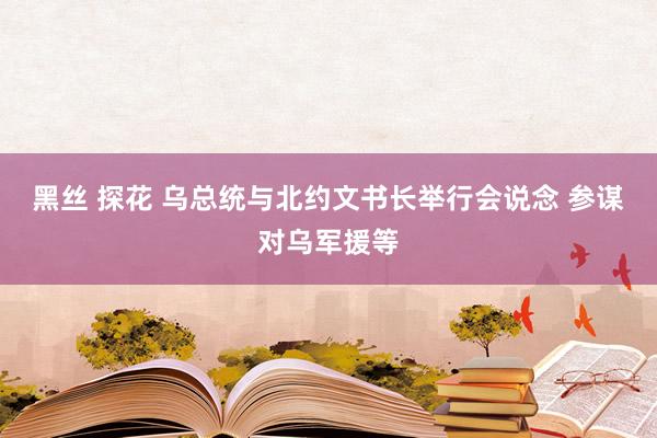黑丝 探花 乌总统与北约文书长举行会说念 参谋对乌军援等