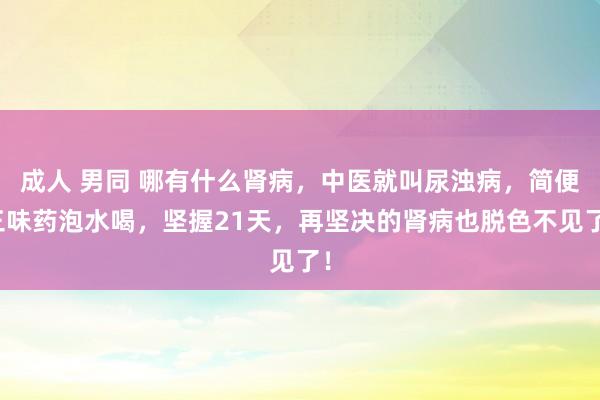 成人 男同 哪有什么肾病，中医就叫尿浊病，简便三味药泡水喝，坚握21天，再坚决的肾病也脱色不见了！